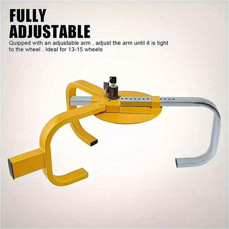 Heavy-Duty Steel Wheel Clamp Lock – 33.02cm-38.1cm Anti-Theft Protection for Cars, Vans & Trailers