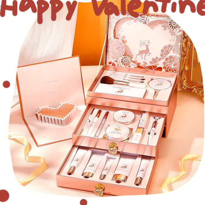 20-Piece True Love Deer Makeup Gift Set, Nude Orange & Pink Tones, image 2