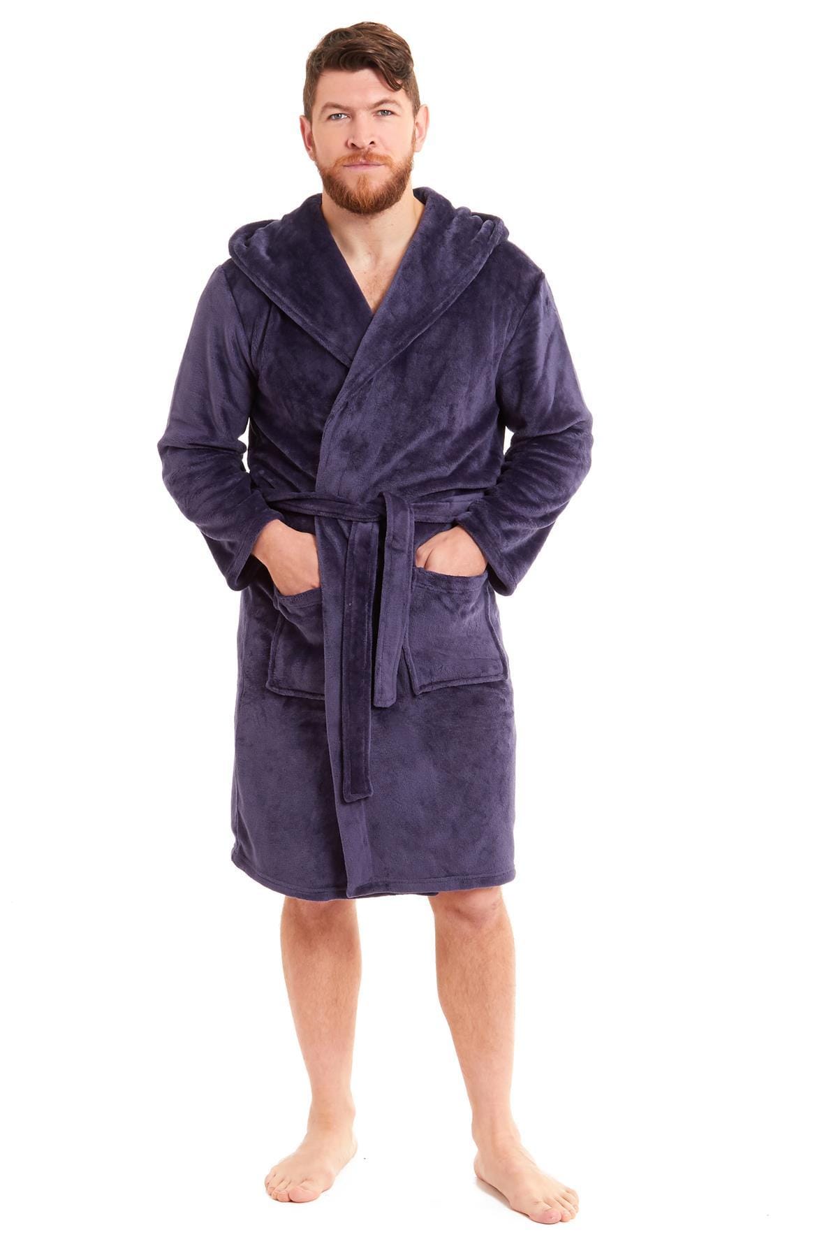 Olivia Rocco Men's Hooded Fleece Dressing Gown