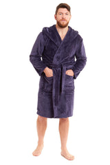 Olivia Rocco Men's Hooded Fleece Dressing Gown