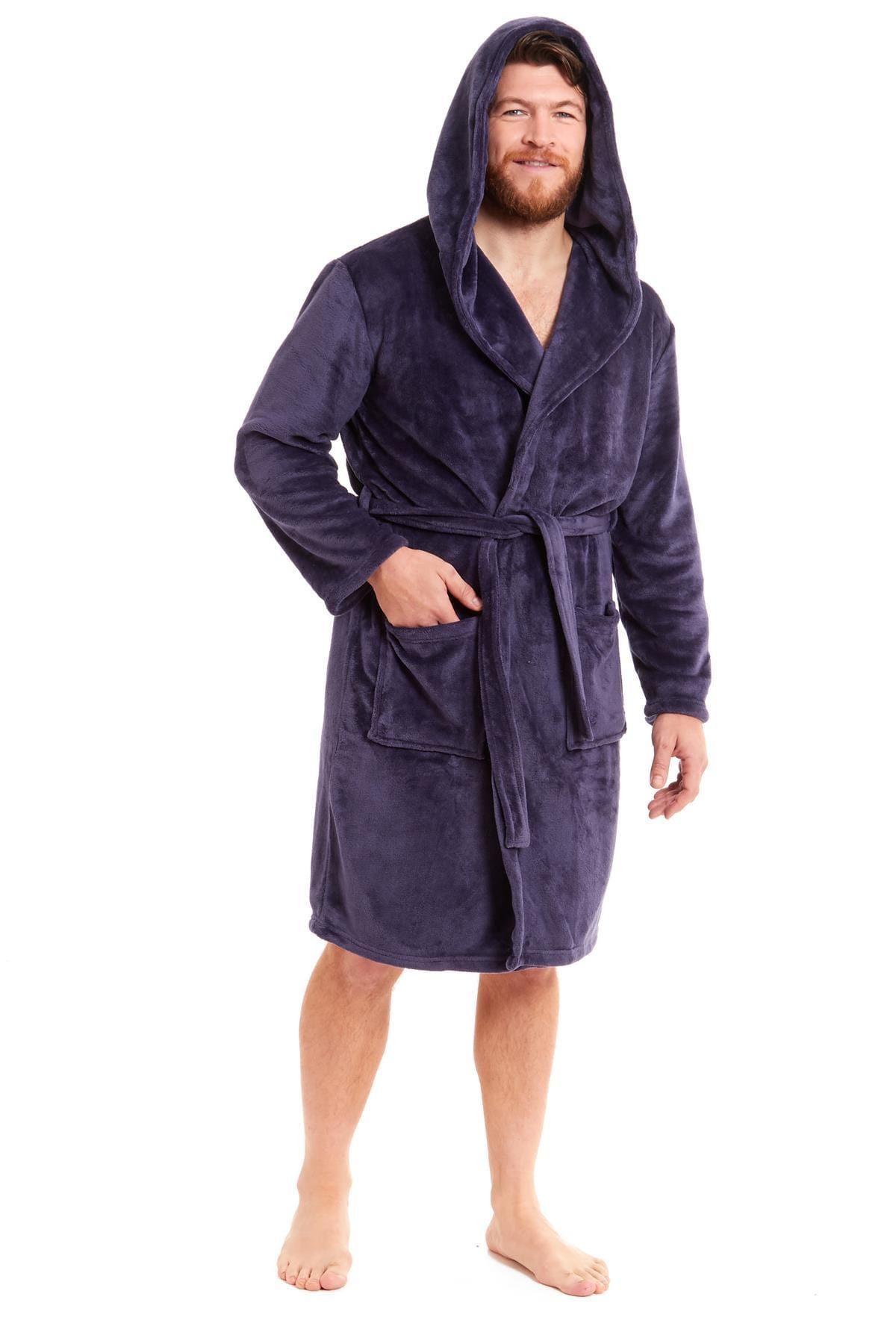 Olivia Rocco Men's Hooded Fleece Dressing Gown
