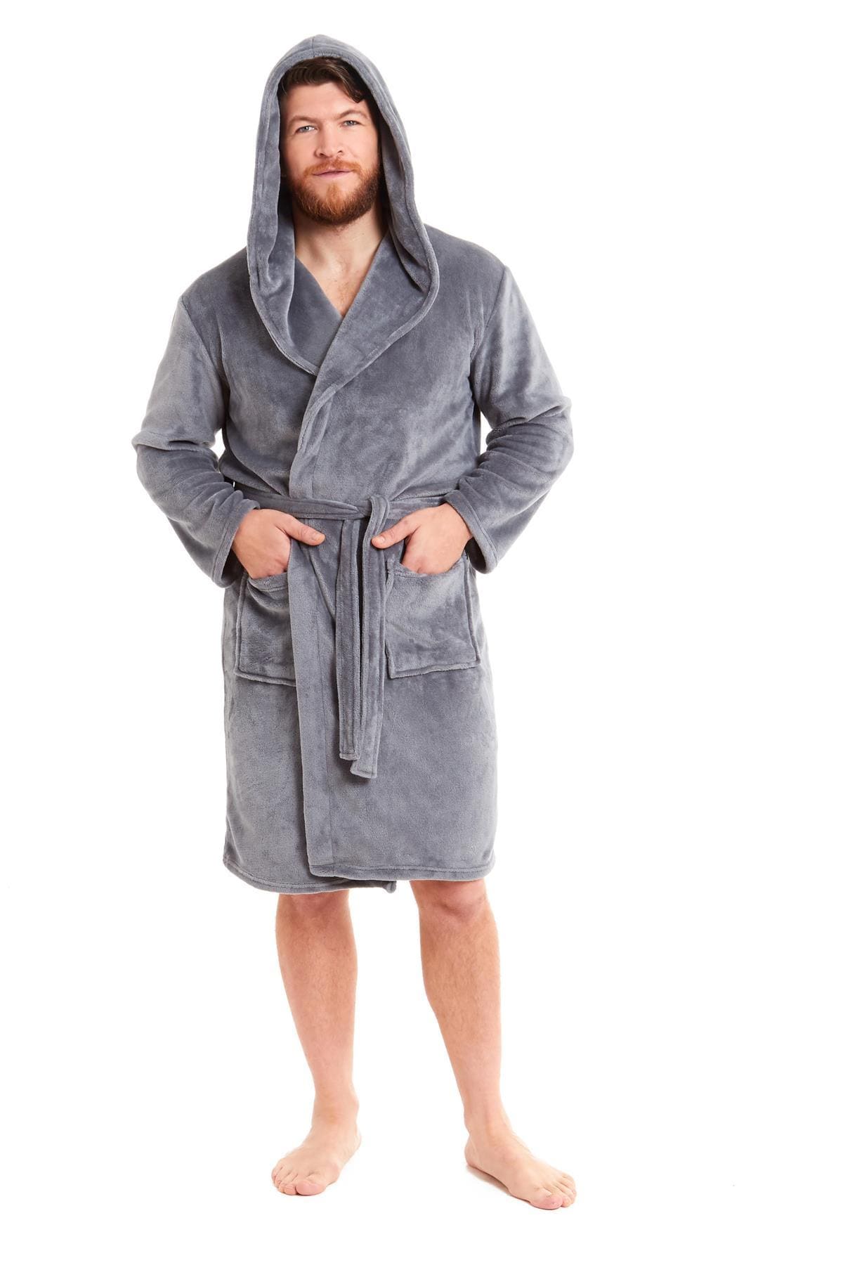 Olivia Rocco Men's Hooded Fleece Dressing Gown