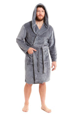 Olivia Rocco Men's Hooded Fleece Dressing Gown