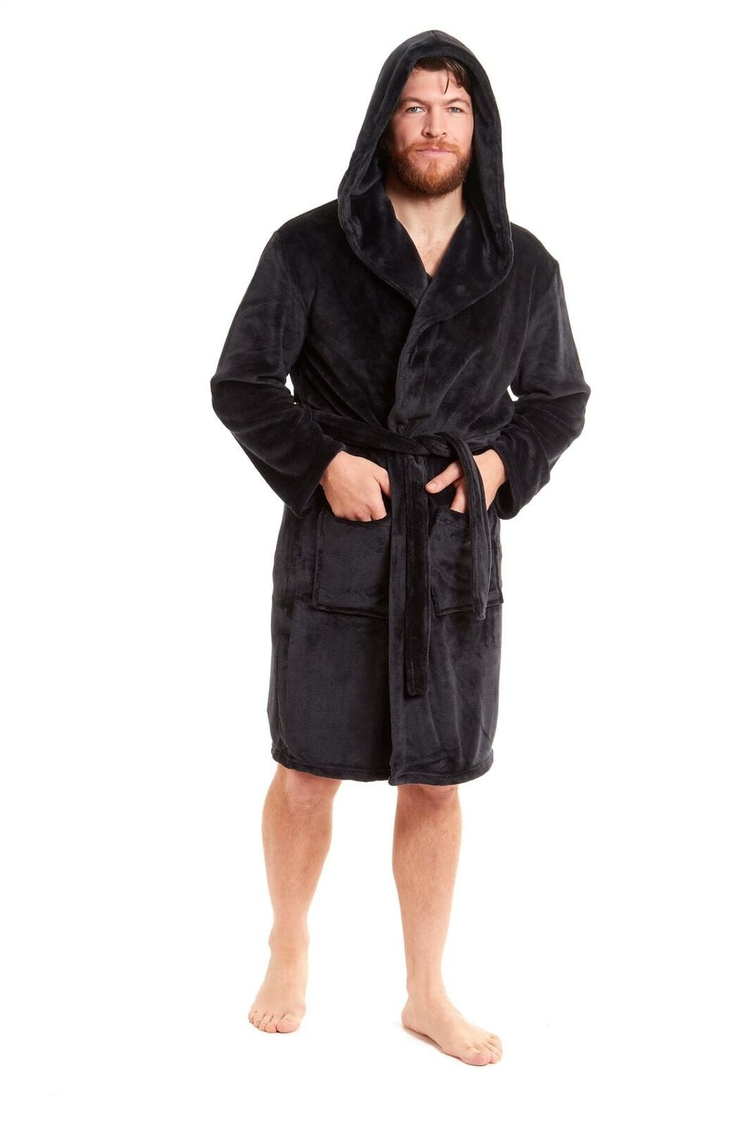 Olivia Rocco Men's Hooded Fleece Dressing Gown