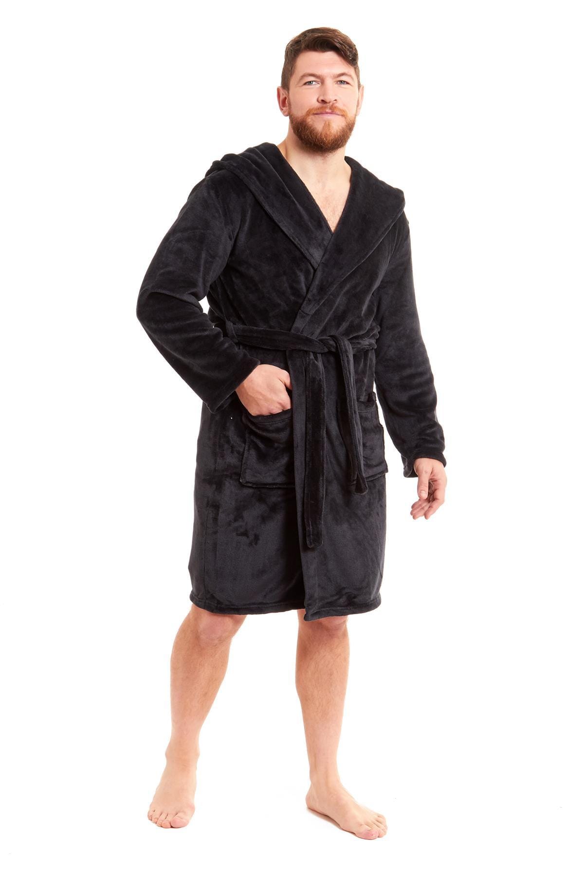 Olivia Rocco Men's Hooded Fleece Dressing Gown