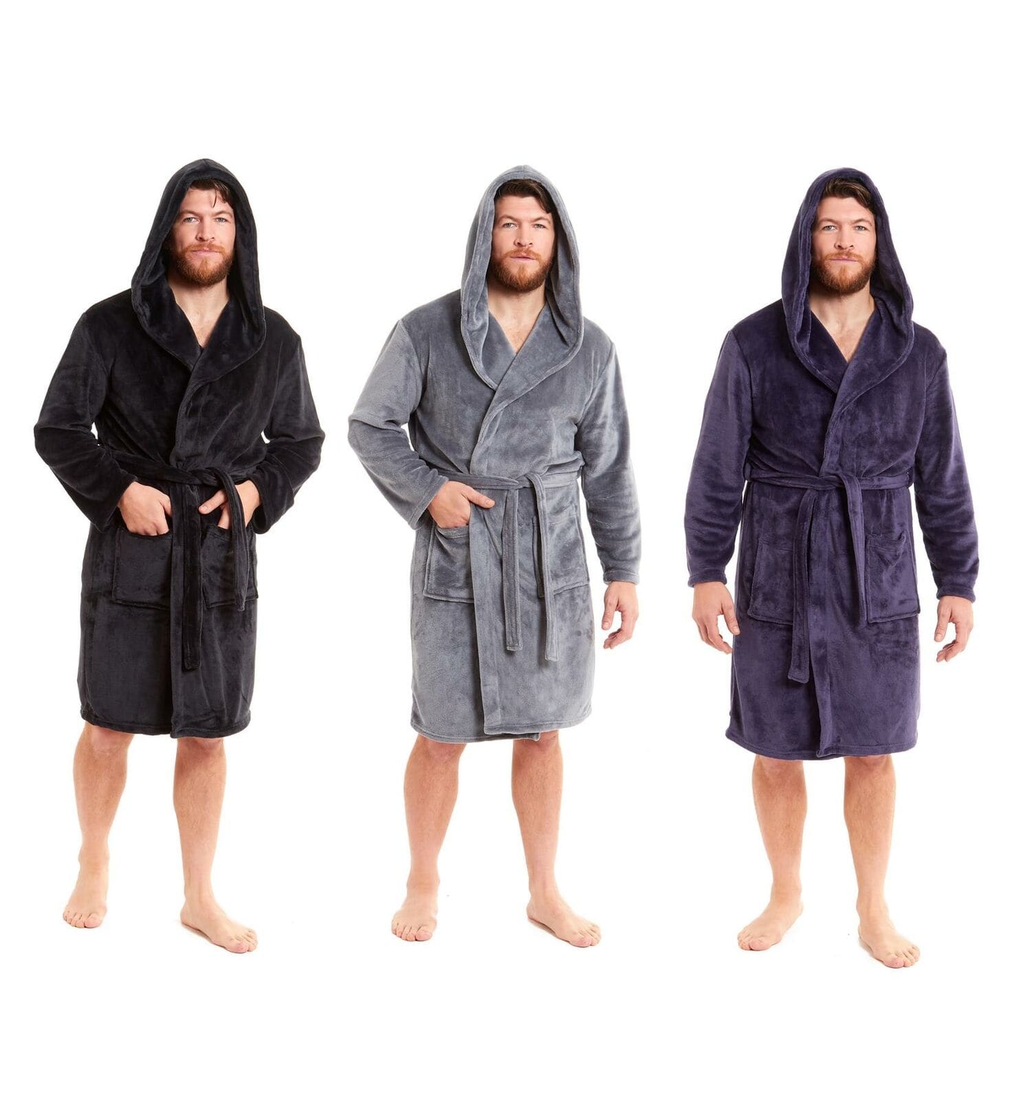 Olivia Rocco Men's Hooded Fleece Dressing Gown