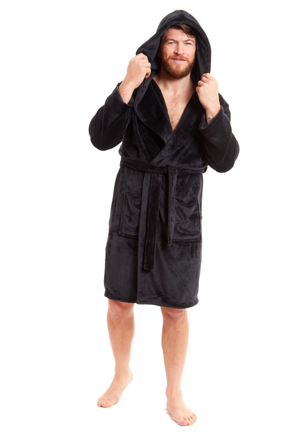 Olivia Rocco Men's Hooded Fleece Dressing Gown
