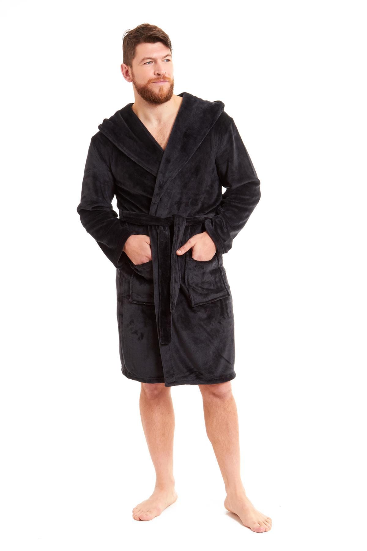 Olivia Rocco Men's Hooded Fleece Dressing Gown