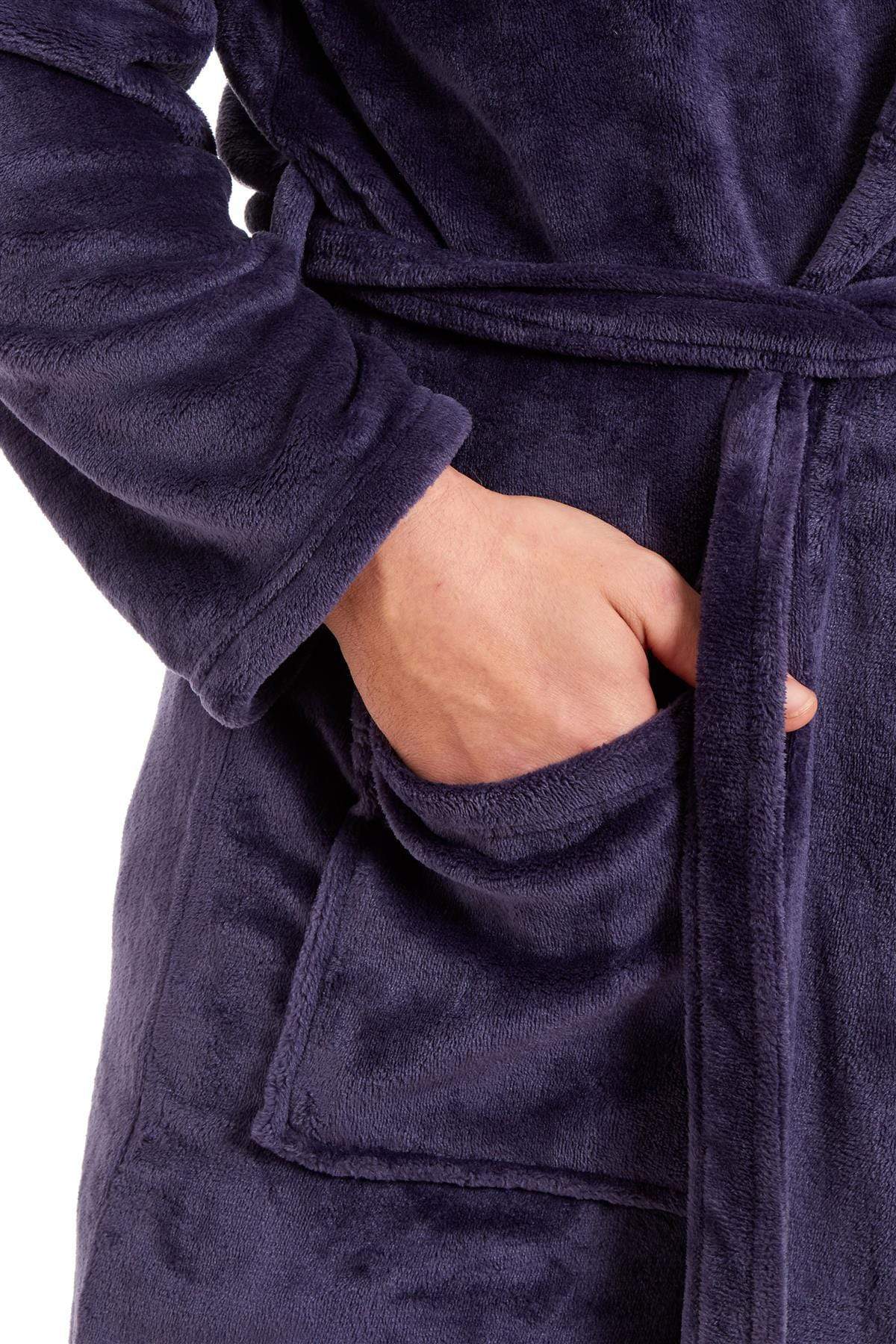 Olivia Rocco Men's Hooded Fleece Dressing Gown