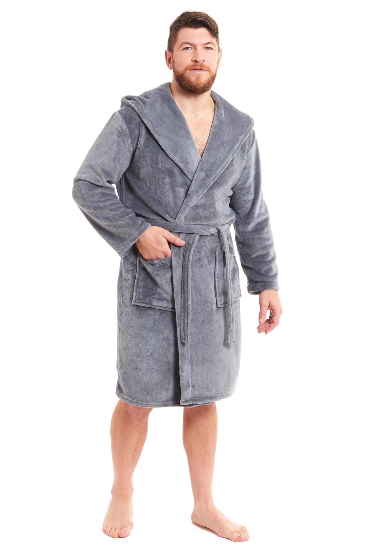 Olivia Rocco Men's Hooded Fleece Dressing Gown