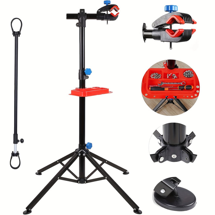 LIFERUN Adjustable Bike Repair Stand, 360° Rotating Clamp & Tool Holder, image 2