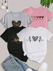 4-Pack Girls' Trendy Graphic T-Shirts – Soft & Stylish Summer Tees