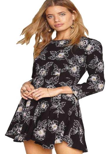 Steller Floral Gauze Crepe Dress with Side Zip