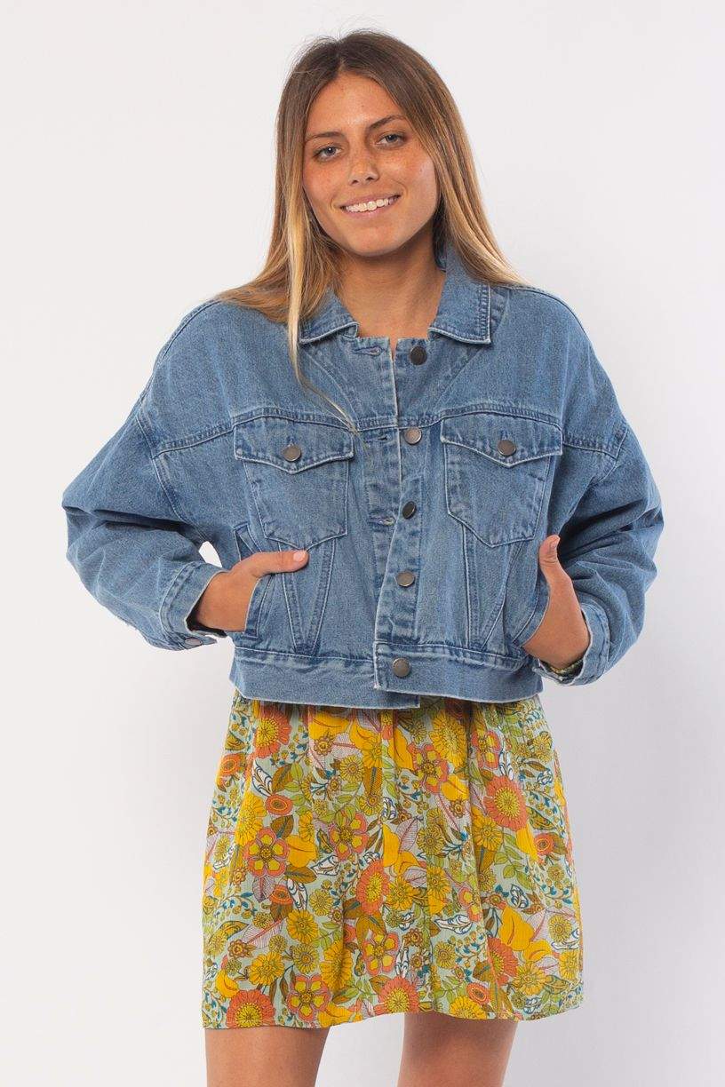 Sisstrevolution Women's Coronado Boxy Denim Jacket, 100% Cotton
