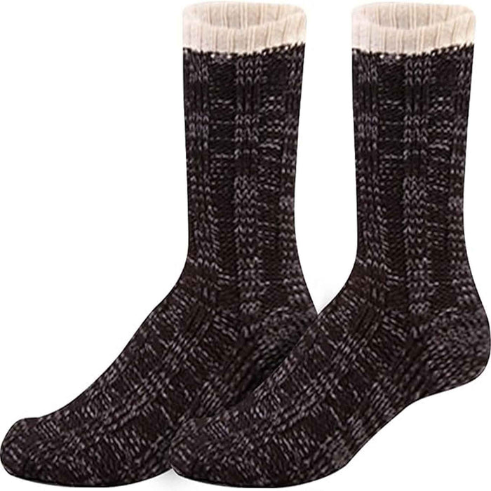 Extra Warm Men's Thermal Chunky Slipper Socks With Non Slip Grips Sherpa, Black