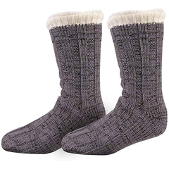 Extra Warm Men's Thermal Chunky Slipper Socks With Non Slip Grips Sherpa
