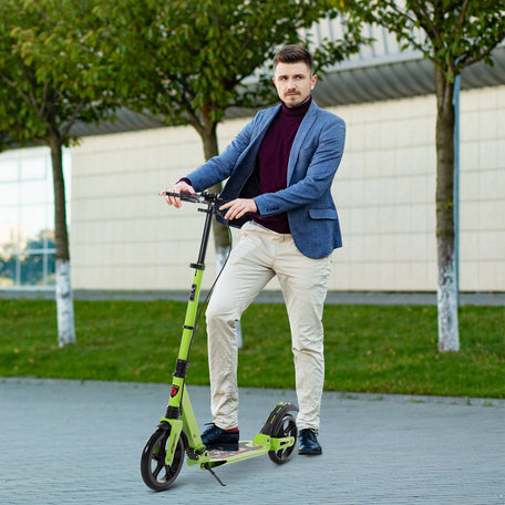 HOMCOM Folding Kick Scooter – Dual Brake, Dual Suspension & Adjustable Handlebar