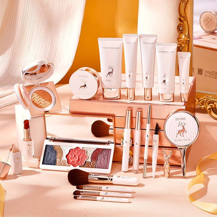 20-Piece True Love Deer Makeup Gift Set, Nude Orange & Pink Tones