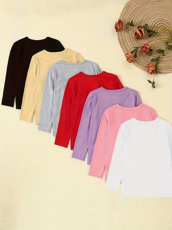 Girls' Soft Knit Long-Sleeve T-Shirt, Versatile & Comfortable, image 2