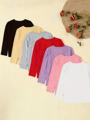 Girls' Soft Knit Long-Sleeve T-Shirt – Versatile & Comfortable