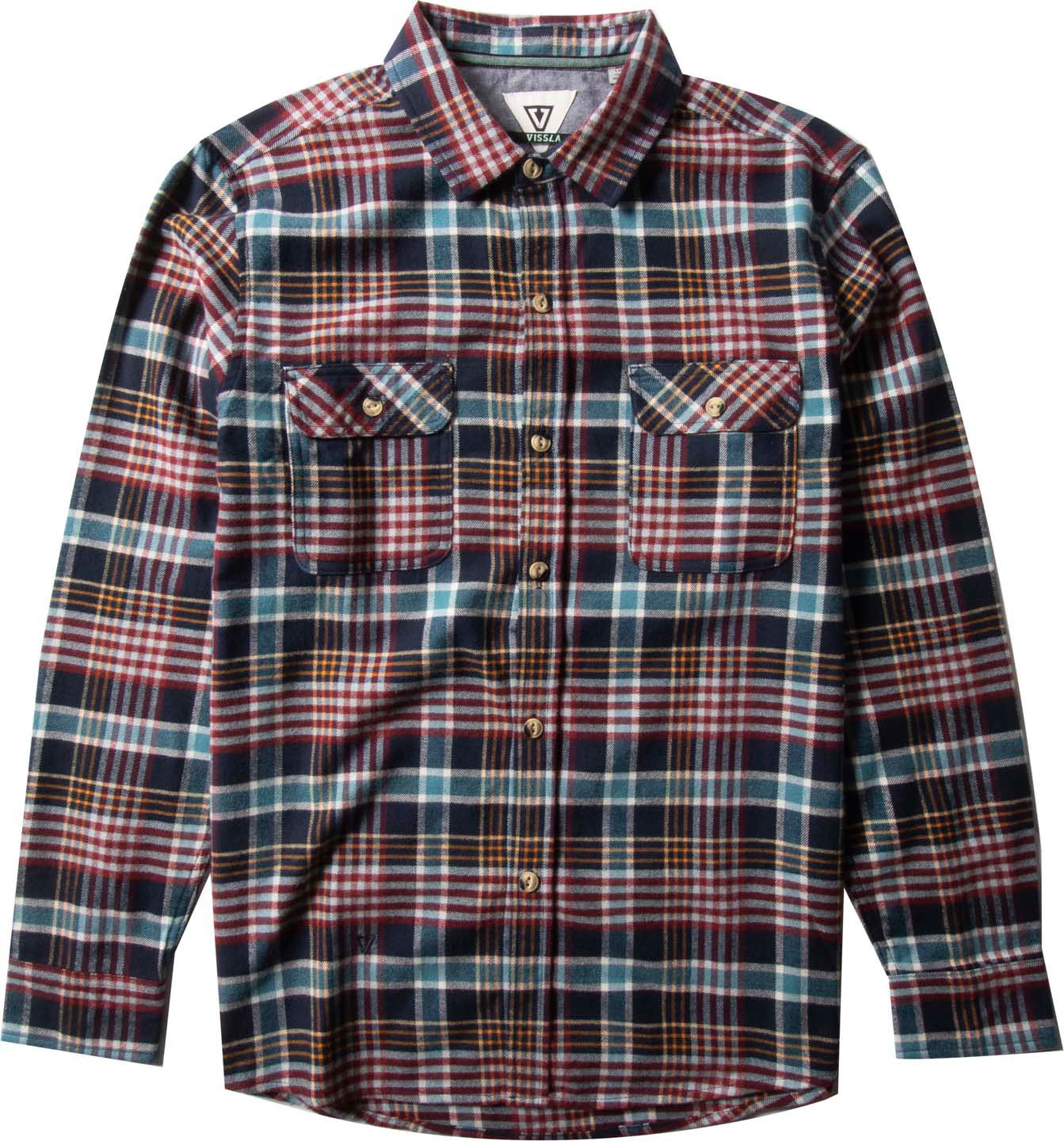 Vissla Men's Central Coast Long Sleeve Flannel Shirt, 100% Cotton