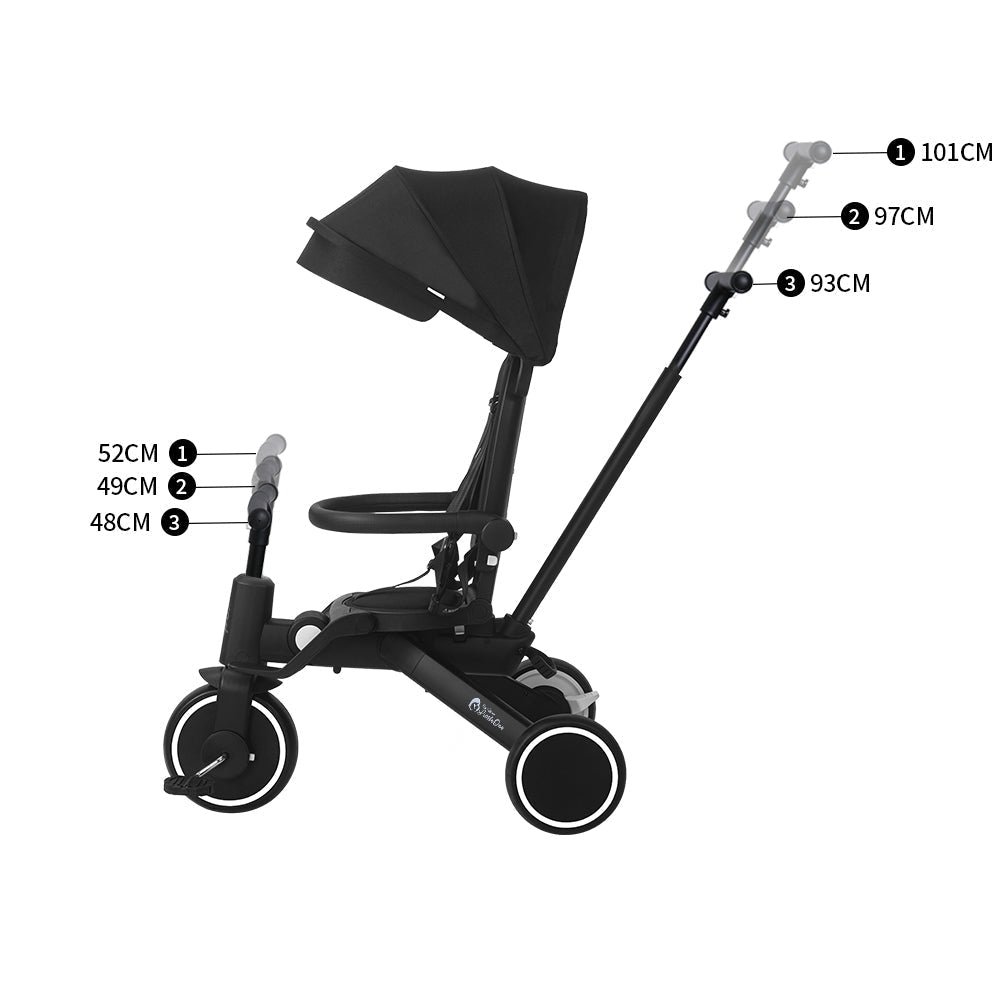 Xplor 6-in-1 Foldable Trike – Jet Black, 10 Months to 4 Years