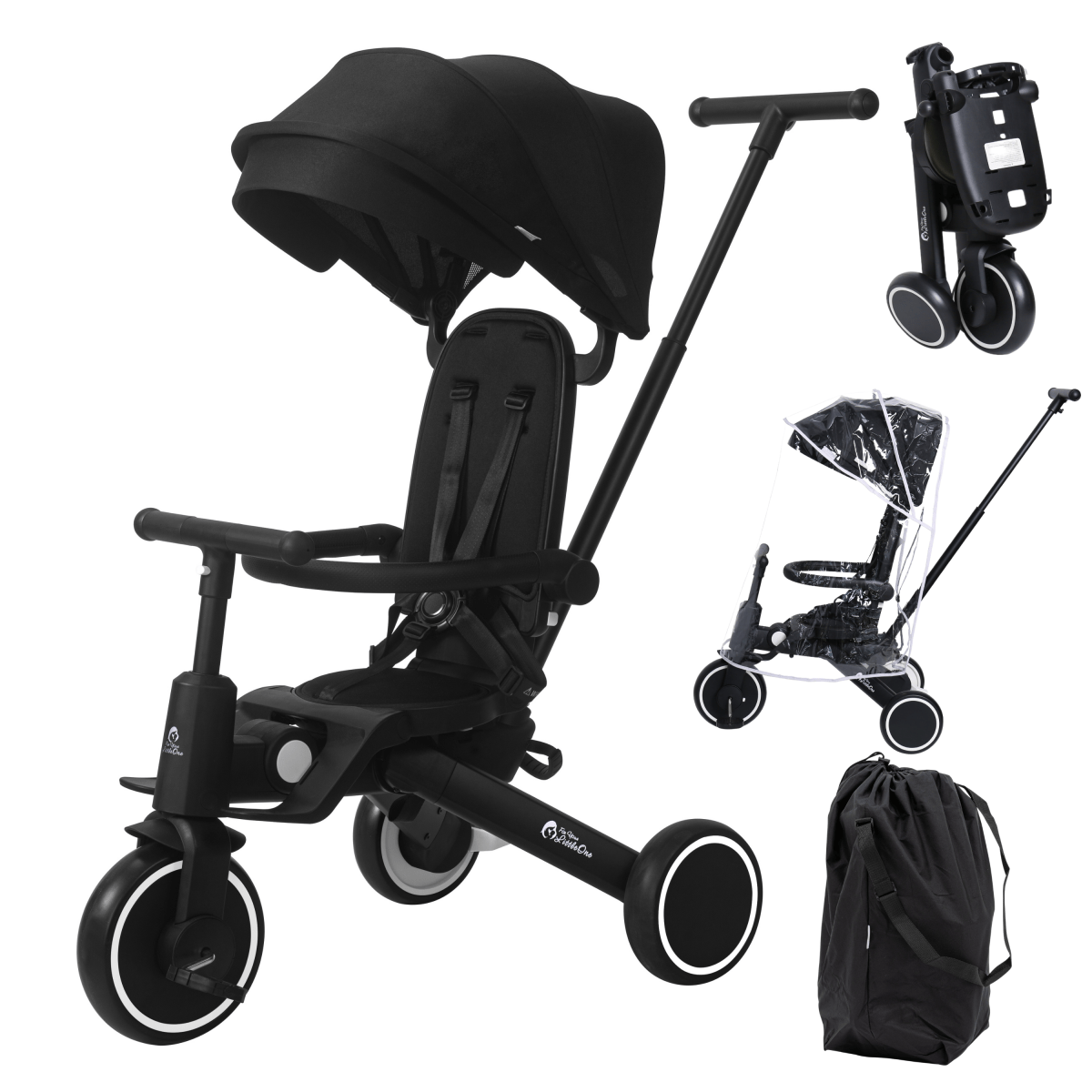 Xplor Plus 6-in-1 Foldable Trike – Jet Black, 10 Months to 4 Years