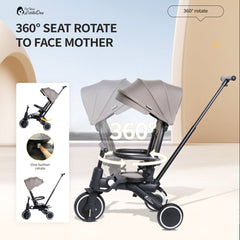 Xplor Plus 6-in-1 Foldable Trike – Jet Black, 10 Months to 4 Years
