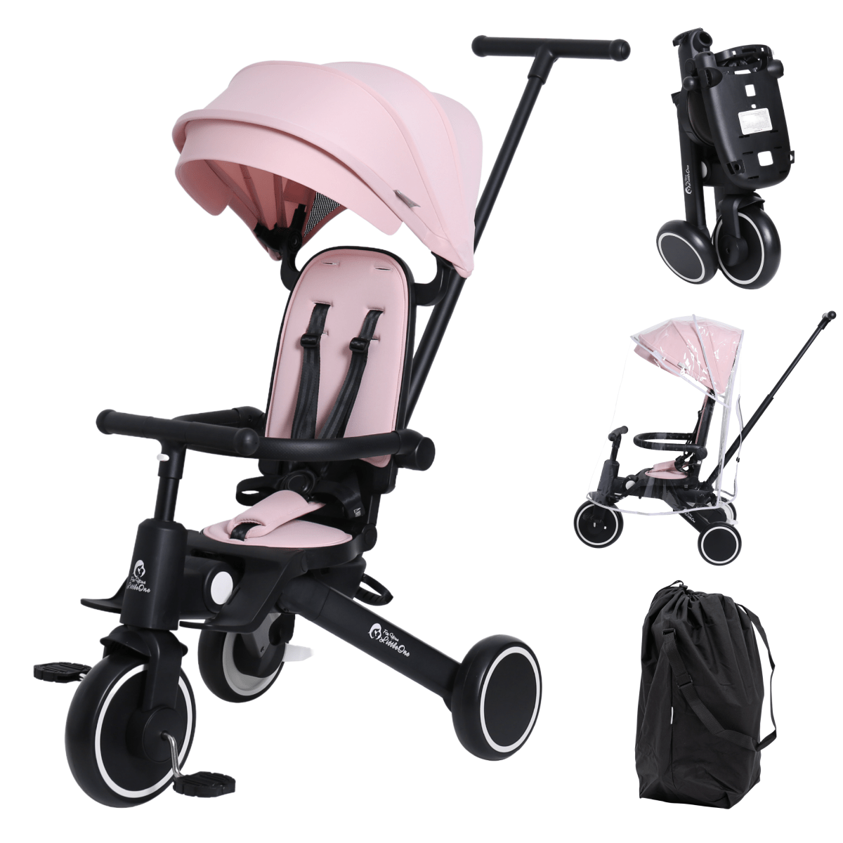 Xplor Plus 6-in-1 Foldable Trike – Pastel Pink, 10 Months to 4 Years