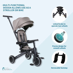 Xplor Ultimate 6-in-1 Foldable Trike – Grey Olive, 10 Months to 4 Years