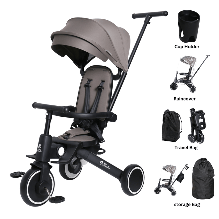 Xplor Ultimate 6-in-1 Foldable Trike, Grey Olive, 10 Months to 4 Years