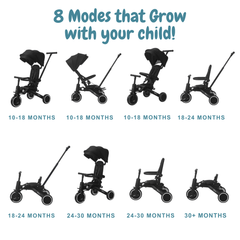 Xplor Ultimate 6-in-1 Foldable Trike – Jet Black, 10 Months to 4 Years