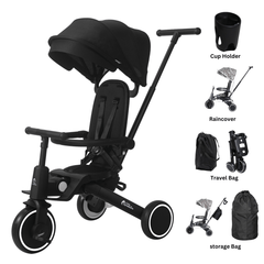 Xplor Ultimate 6-in-1 Foldable Trike – Jet Black, 10 Months to 4 Years