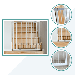 Pressure Fit Stair Gate – White, No Drilling, Fits 77-114cm