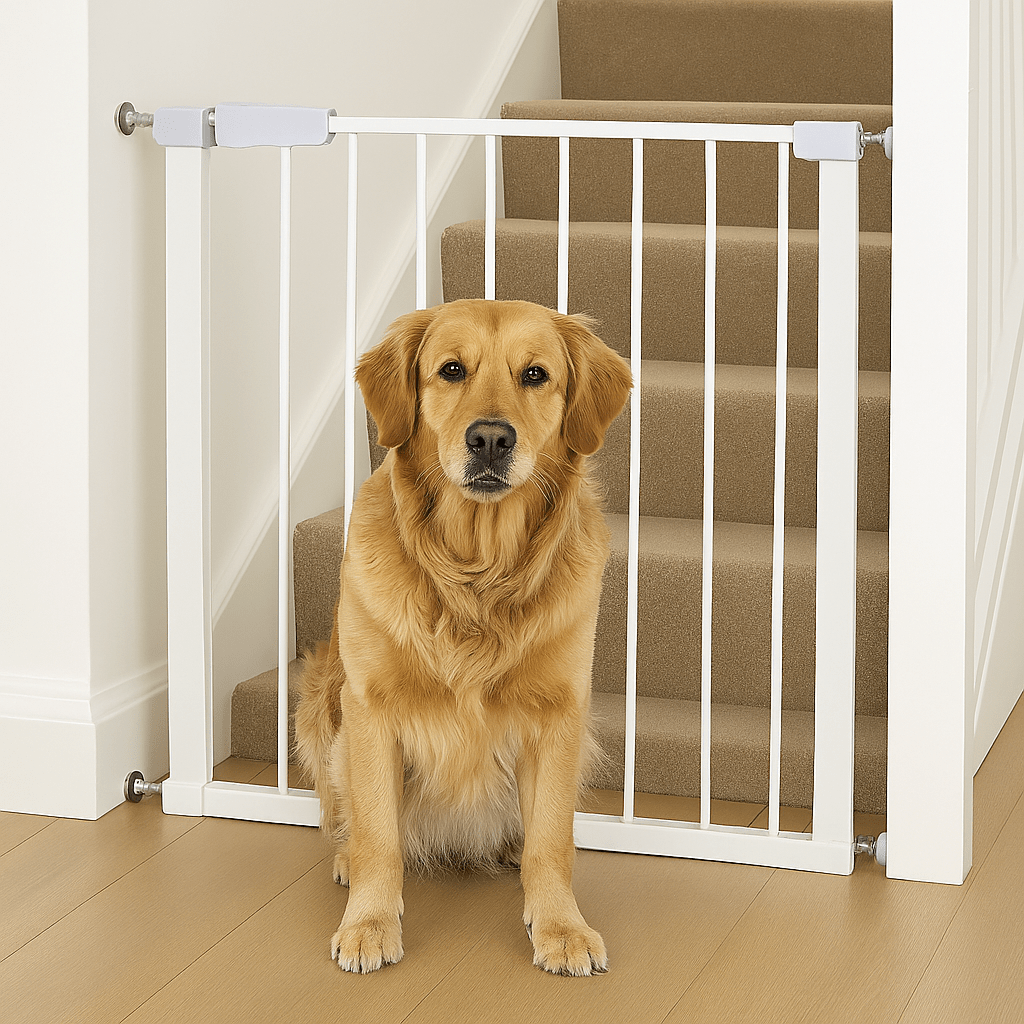 Pressure Fit Stair Gate – White, No Drilling, Fits 77-114cm