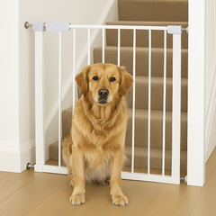 Pressure Fit Stair Gate – White, No Drilling, Fits 77-114cm