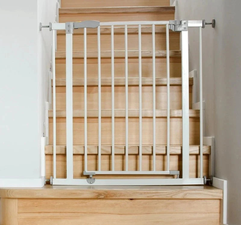 Pressure Fit Stair Gate – White, No Drilling, Fits 77-114cm