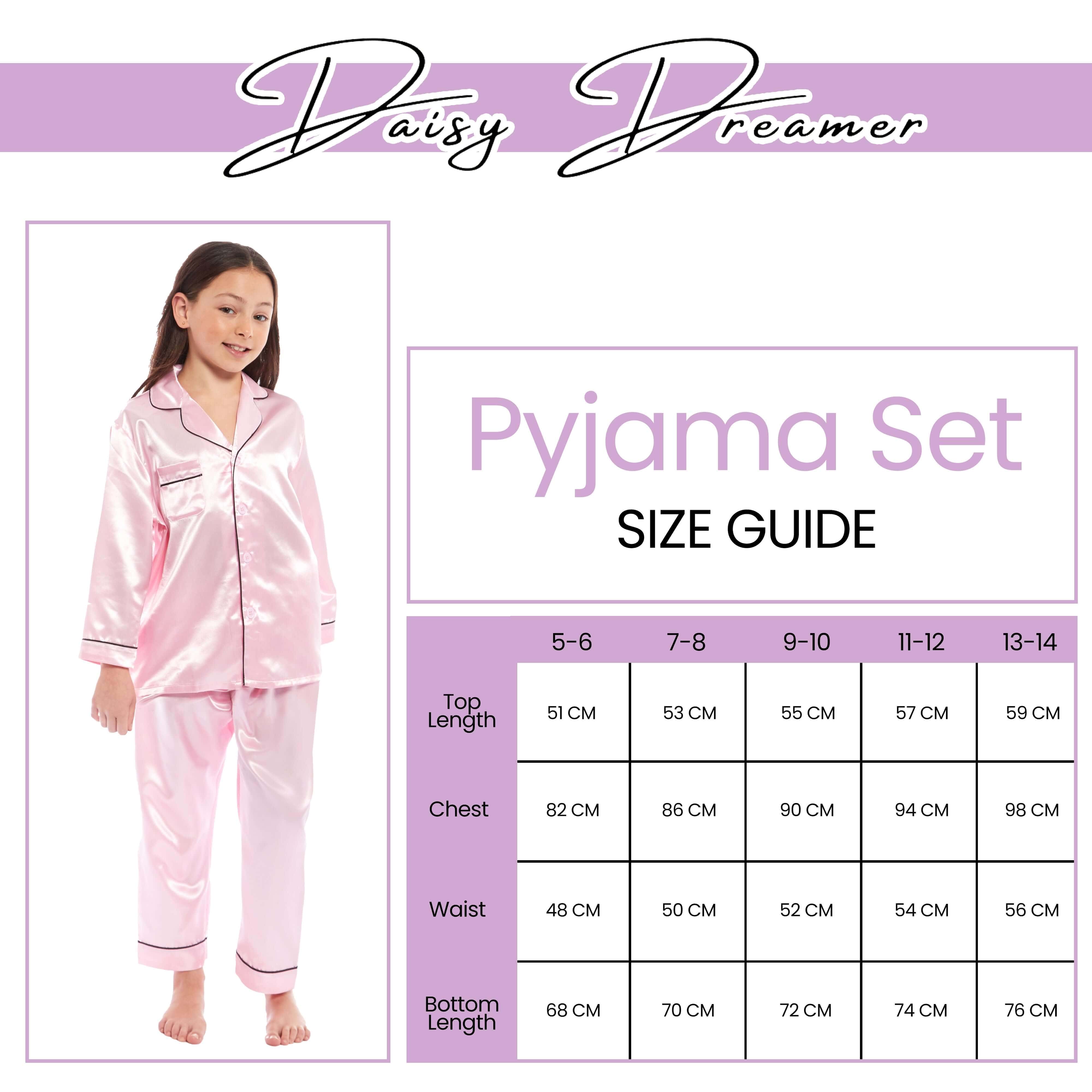 Girls' Satin Silk Pyjama Set Long Sleeve Button Down Sleepwear Luxurious