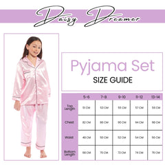 Girls' Satin Silk Pyjama Set Long Sleeve Button Down Sleepwear Luxurious