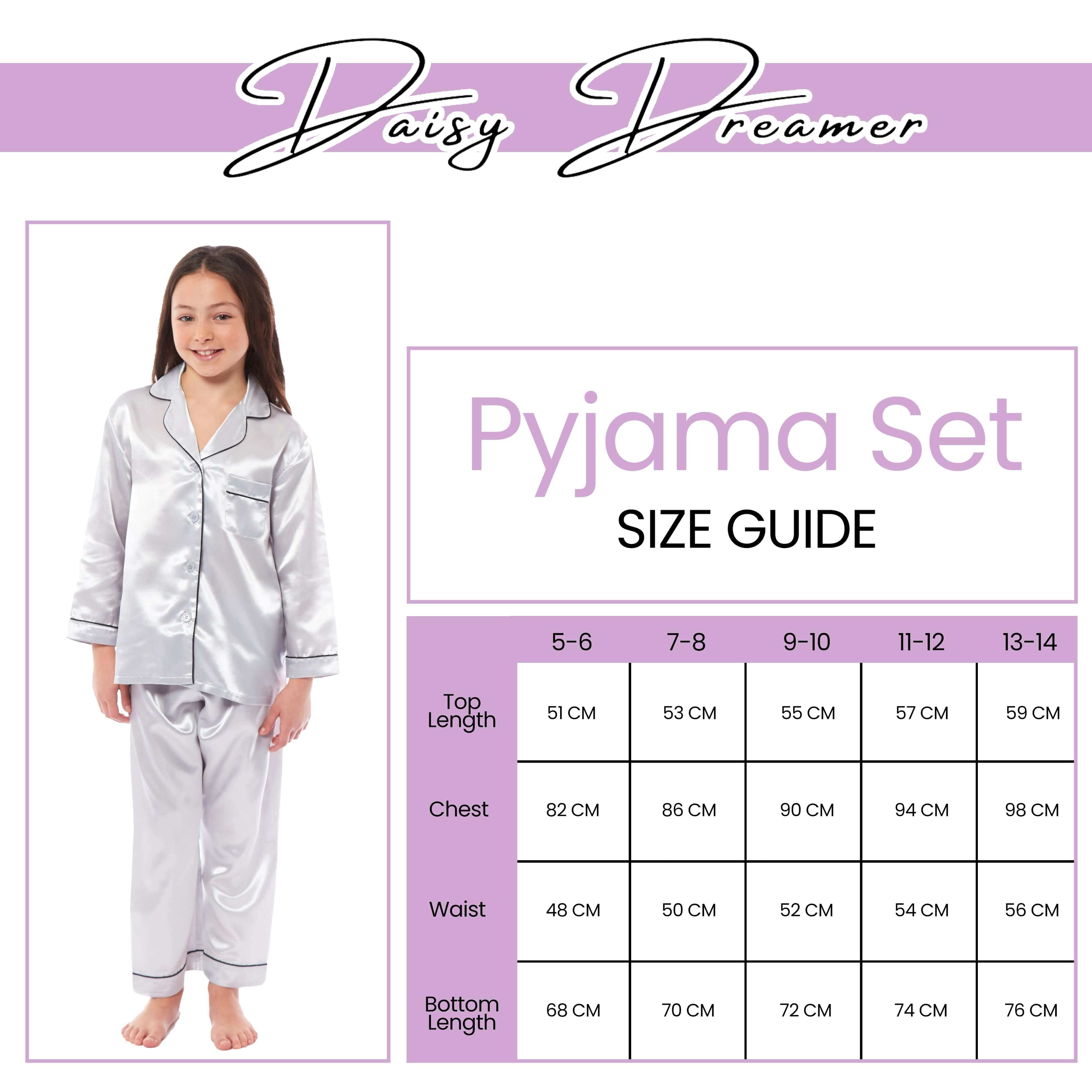 Girls' Satin Silk Pyjama Set Long Sleeve Button Down Sleepwear Luxurious