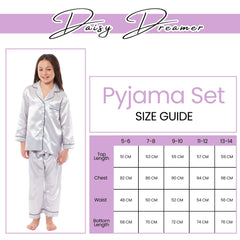Girls' Satin Silk Pyjama Set Long Sleeve Button Down Sleepwear Luxurious