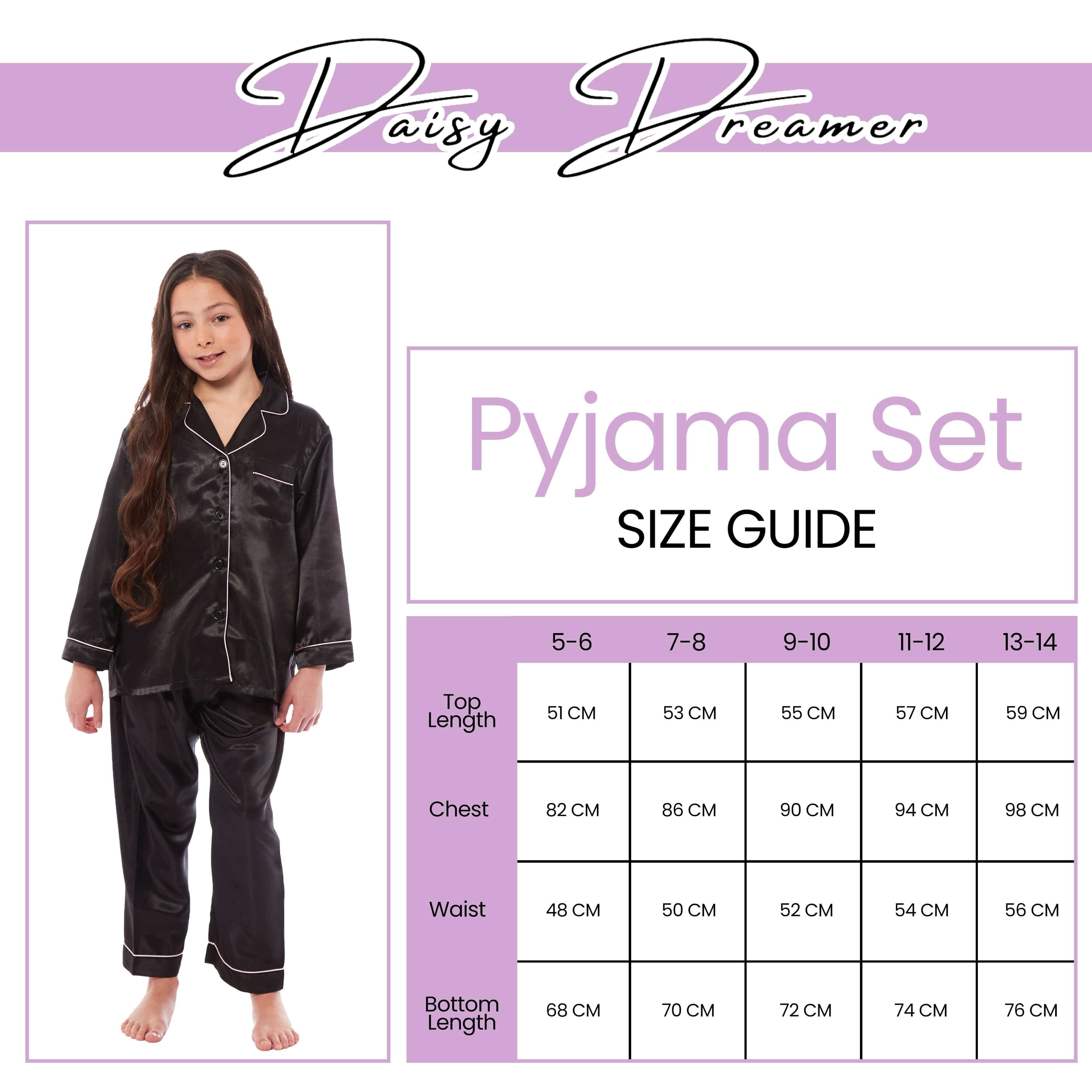 Girls' Satin Silk Pyjama Set Long Sleeve Button Down Sleepwear Luxurious