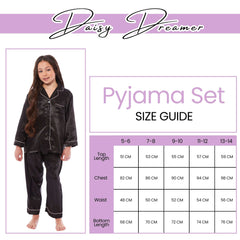 Girls' Satin Silk Pyjama Set Long Sleeve Button Down Sleepwear Luxurious