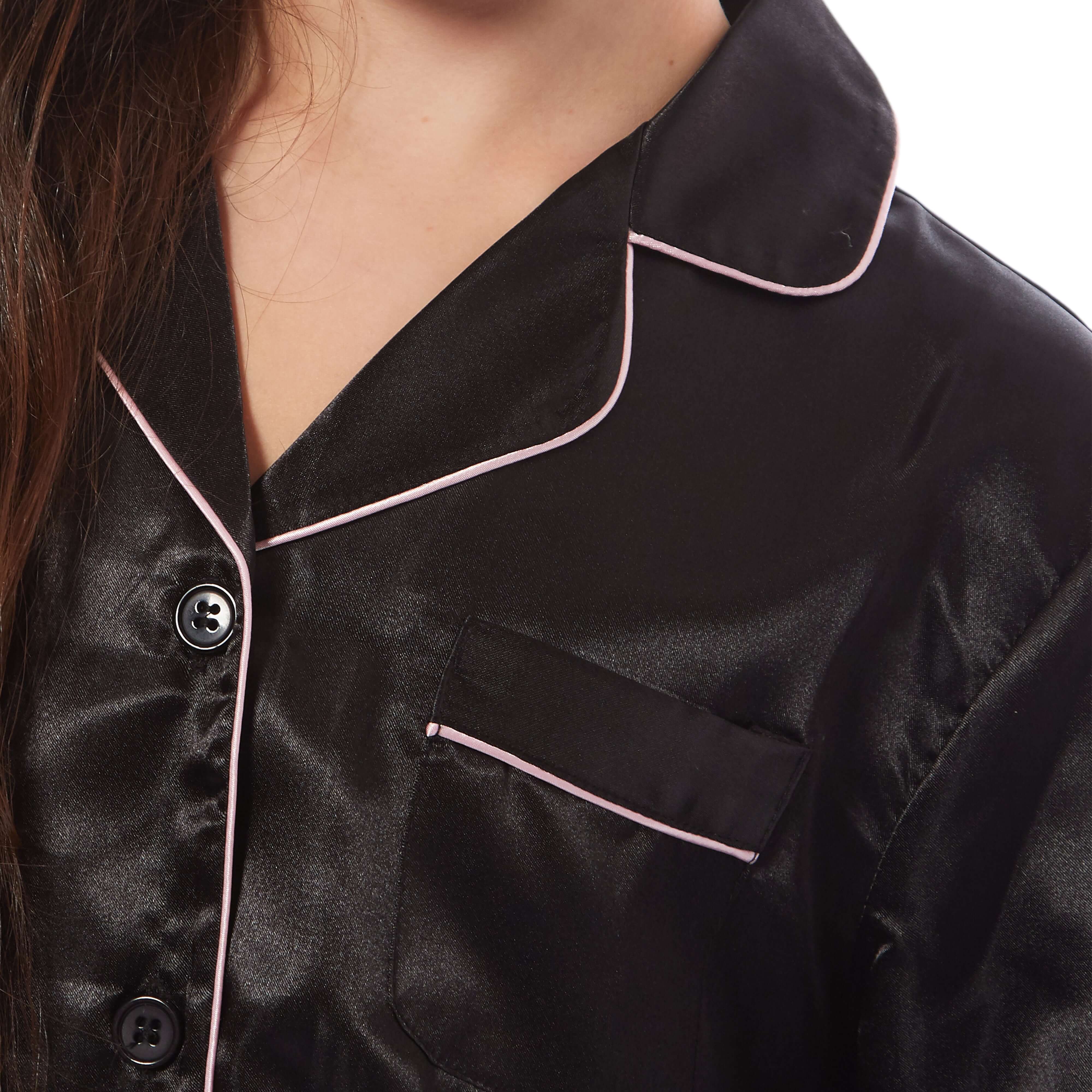 Girls' Satin Silk Pyjama Set Long Sleeve Button Down Sleepwear Luxurious