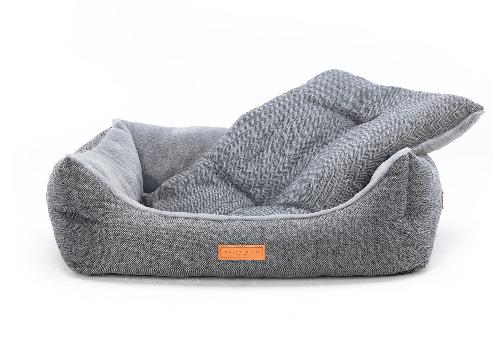 Ralph & Co Balmoral Grey Herringbone Bolster Dog Bed