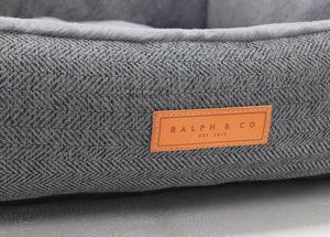 Ralph & Co Balmoral Grey Herringbone Bolster Dog Bed