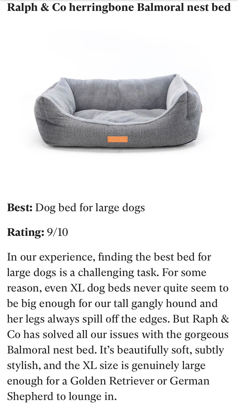 Ralph & Co Balmoral Grey Herringbone Bolster Dog Bed