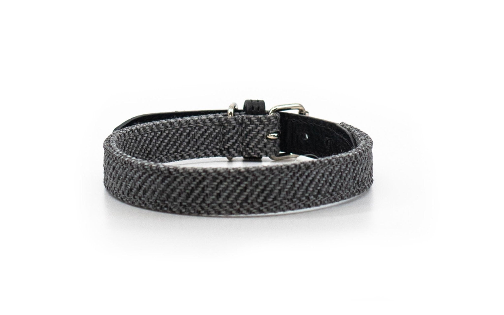 Ralph & Co Balmoral Grey Herringbone & Leather Dog Collar