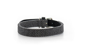 Ralph & Co Balmoral Grey Herringbone & Leather Dog Collar