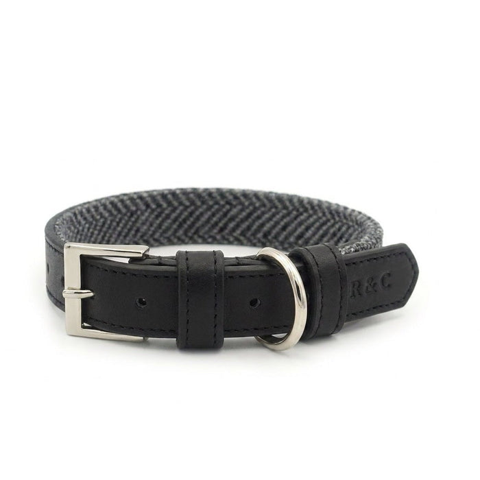 Ralph & Co Balmoral Grey Herringbone & Leather Dog Collar